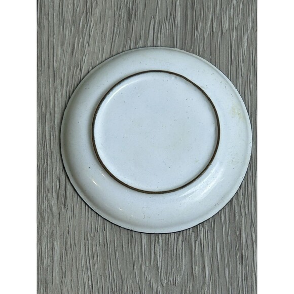 Vintage Enamel Coated Trinket Dish Pink Floral Country Cottage 3” - Picture 4 of 5